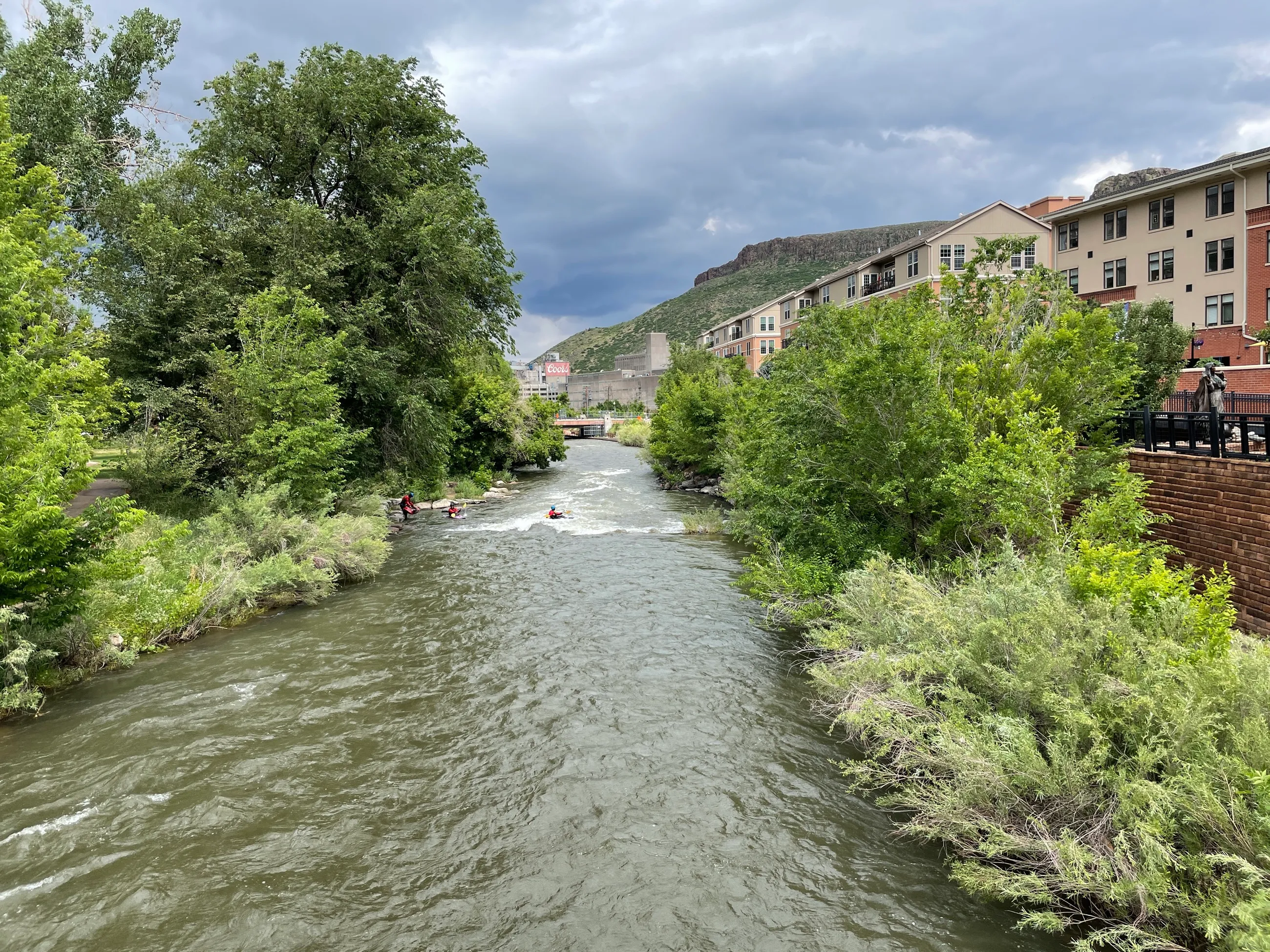 Clear Creek through Golden with the foothills beyond